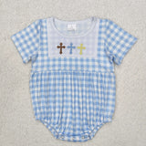 RTS kids summer matching clothes easter cross embroidery girl spring clothes