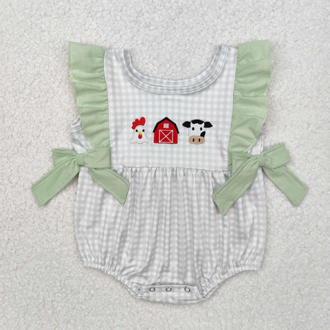 SR2184  baby girl clothes embroidery farm life girl summer bubble