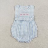 SR2203   baby girl clothes embroidery blue bows girl  summer bubble