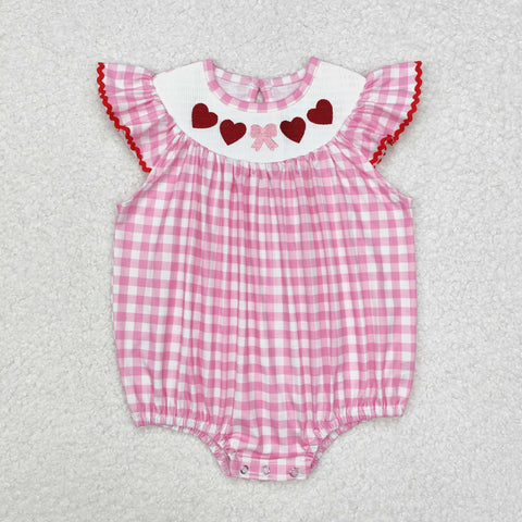 SR2214    baby girl clothes smocked embroidery hearts girl Valentine's Day bubble