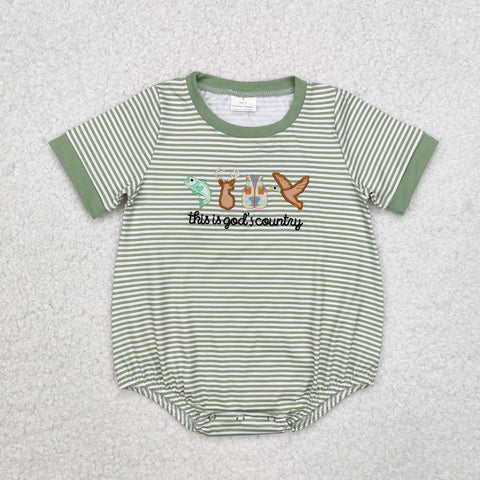 SR2263   baby boy clothes embroidery this is god's country boy summer bubble