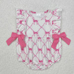 SR2269  baby girl clothes pink bows girl summer bubble