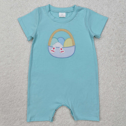 SR2293   baby boy clothes embroidery bunny boy easter summer romper