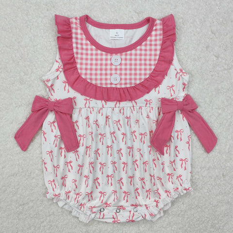 SR2294  baby girl clothes pink bows girl summer bubble