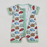 SR2373  baby boy clothes cartoon car boy summer romper
