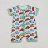 SR2373  baby boy clothes cartoon car boy summer romper