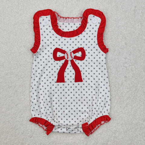 SR2376   baby girl clothes embroidery baseball bows girl summer bubble