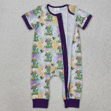 SR2398   baby boy clothes dino boy mardi gras romper