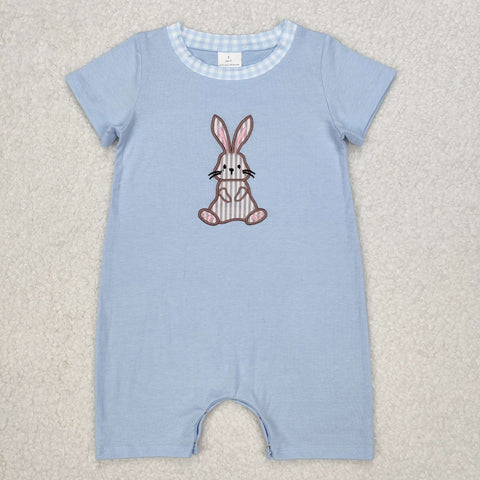 SR2404 baby boy clothes embroidery  bunny boy easter summer romper