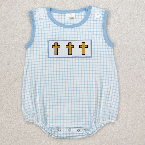 SR2505  baby boy clothes embroidery cross boy easter summer bubble