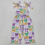 SR2522 baby girl clothes bows girls mardi gras summer jumpsuit