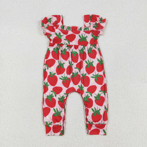 SR2597  baby girl clothes strawberry girl summer romper