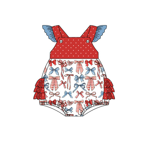 SR2618 pre-order baby girl clothes floral girl 4th of July Patriotic summer bubble-2025.1.27