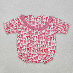 SR2620 baby girl clothes embroidery smocked pink bows girl summer bubble