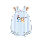 SR2640 pre-order baby girl clothes cartoon dog toddler girl 4th of July patriotic summer bubble-2025.1.30