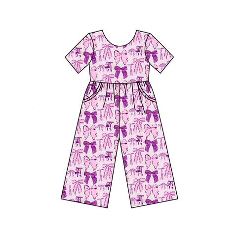 SR2643 pre-order baby girl clothes purple bows girls summer jumpsuit-2025.1.31