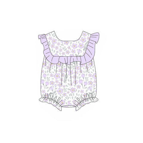 SR2666 pre-order baby girl clothes purple floral toddler girl summer bubble-2025.2.4