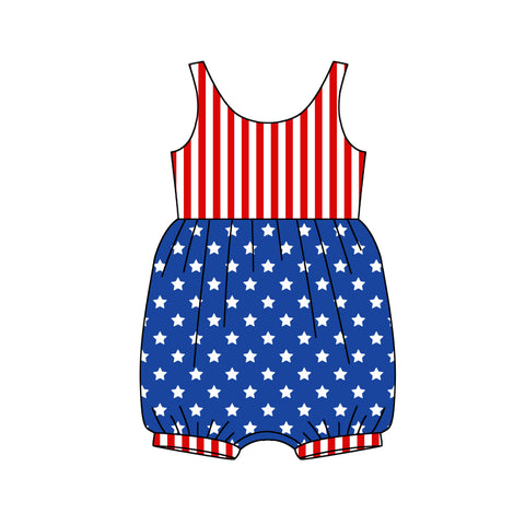 SR2682 pre-order baby girl clothes star toddler girl 4th of July Patriotic summer romper-2025.2.7