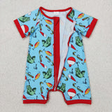 SR2707  baby boy clothes fishing toddler boy summer romper