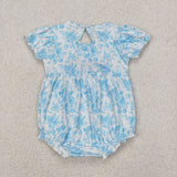 SR2784   baby girl clothes embroidery blue bows toddler girl summer bubble