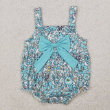 RTS girl summer clothes blue floral girl summer matching clothing