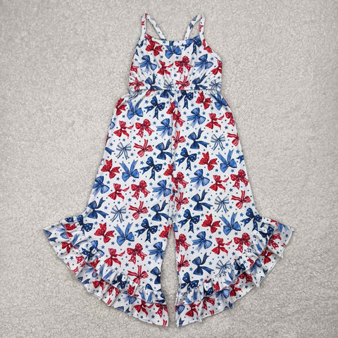 SR2865  baby girl clothes bows girls 4th of July Patriotic summer jumpsuit