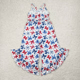 SR2865  baby girl clothes bows girls 4th of July Patriotic summer jumpsuit