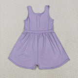SR3020   baby girl clothes purple girls summer jumpsuit yoga clothes
