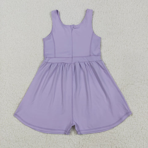 SR3020   baby girl clothes purple girls summer jumpsuit yoga clothes