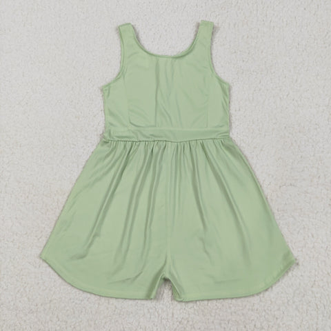 SR3021  baby girl clothes green girls summer jumpsuit yoga clothes