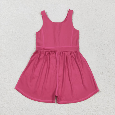 SR3022  baby girl clothes pink girls summer jumpsuit yoga clothes