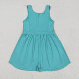 SR3023   baby girl clothes blue girls summer jumpsuit yoga clothes