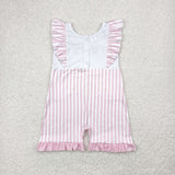 SR3025  baby girl clothes embroidery pink bows girls summer jumpsuit