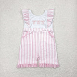 SR3025  baby girl clothes embroidery pink bows girls summer jumpsuit