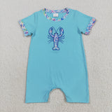 RTS kids matching clothing embroidered crayfish print clothing baby summer clothing-2025.8.12