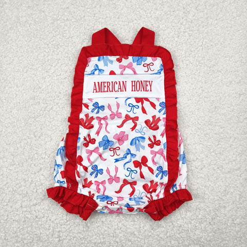 SR3048   baby girl clothes American honey girl 4th of July Patriotic summer bubble