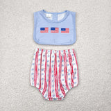 SR3049   baby boy clothes flag boy 4th of July Patriotic summer bubble