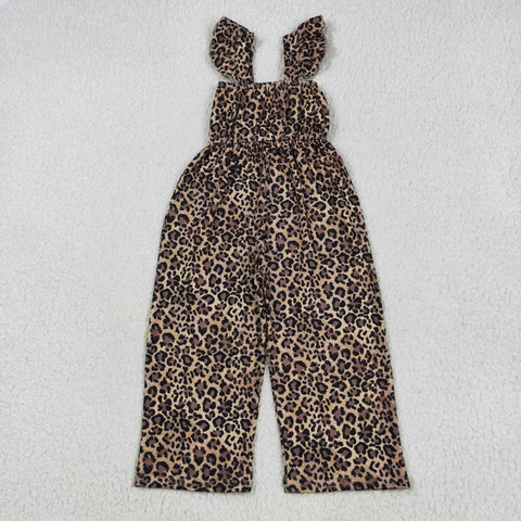 SR3054  baby girl clothes leopard print girl summer  jumpsuit