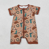 SR3155   baby boy clothes cowboy toddler boy summer romper
