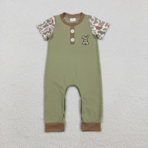 SR3258 baby boy clothes embroidery rabbit boy easter summer romper