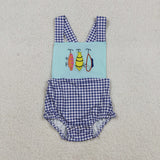 RTS kids matching clothing embroidery fishing print clothing baby summer clothing-2025.12.23