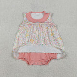 SR3934   baby girl clothes flower print toddler girl summer bubble