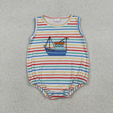 RTS kids matching clothing embroidery sailing boat print clothing baby boy summer clothing-2026.2.5