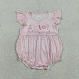 SR3825  baby girl clothes make up print toddler girl summer romper