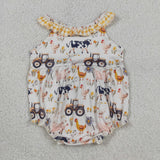 RTS  Matching clothing kids farm life print baby girl summer clothing-2026.5.11