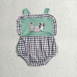 SR3866   baby girl clothes embroidery farm animal print toddler girl summer bubble