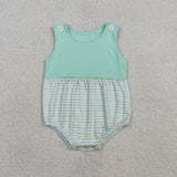 RTS Matching kids clothing green stripes print clothing girl summer clothing-2026.4.2