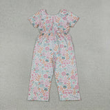 SR3987   baby girl clothes flower print girl summer  jumpsuit