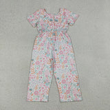 SR3987   baby girl clothes flower print girl summer  jumpsuit