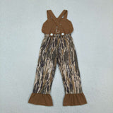 SR4047  baby girl clothes embroidery hunting print girl summer  jumpsuit